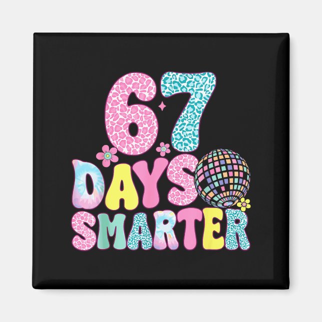 Imã 67 Days Smarter Rainbow Back To School Teacher Kid (Frente)