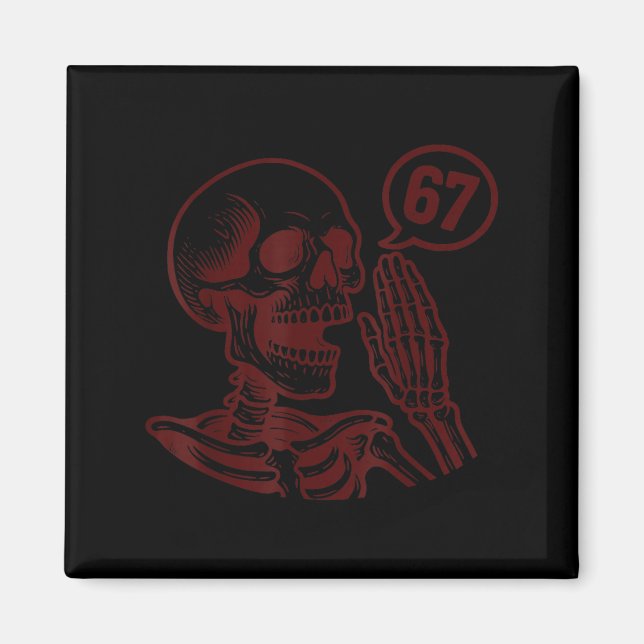 Imã 67 Esqueleto de Halloween Six Seven Meme Brainrot  (Frente)