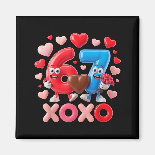 Imã 67 Fofo Casal de Aniversário de Seis Sete Gen Meme (Frente)