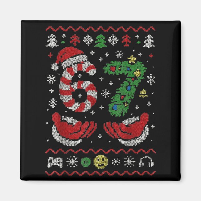 Imã 67 Gen Alpha Meme Ugly Christmas 6 7 Family Matchi (Frente)