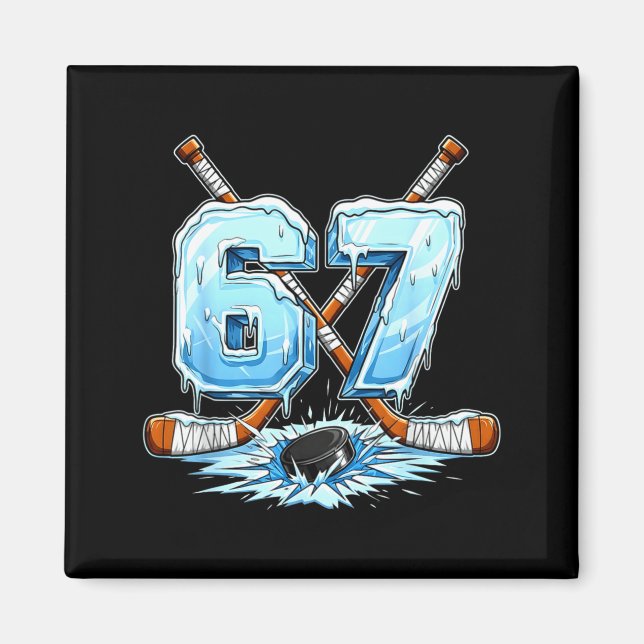 Imã 67 Hockey Drip Number Funny Meme Style Boys Graphi (Frente)