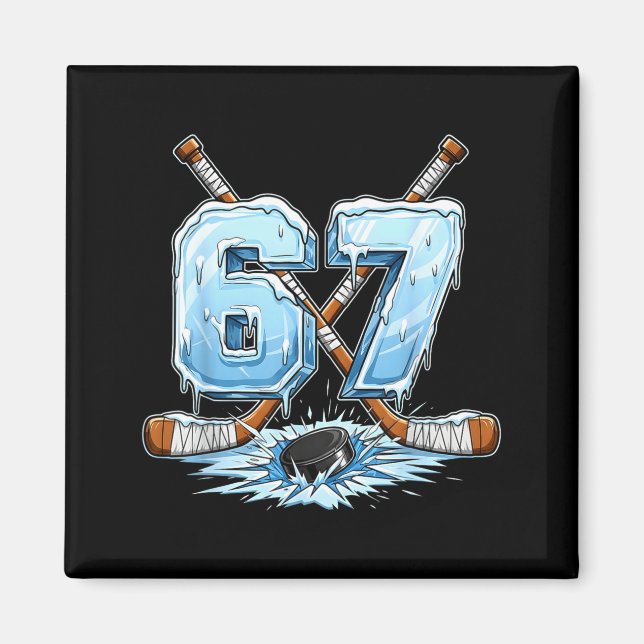 Imã 67 Hockey Drip Number Funny Meme Style Boys Graphi (Frente)