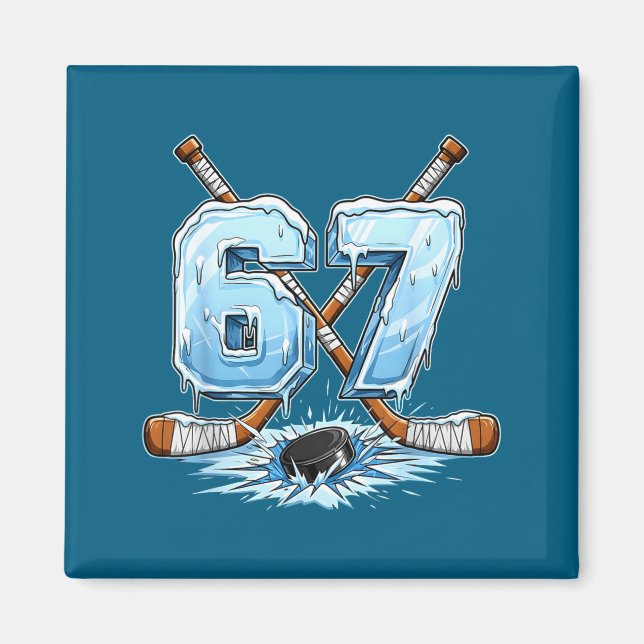 Imã 67 Hockey Drip Number Funny Meme Style Boys Graphi (Frente)