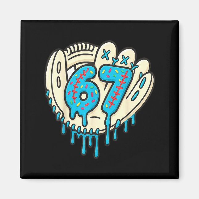 Imã 67 Ice Cream Drip Funny Six Seven Baseball  (Frente)