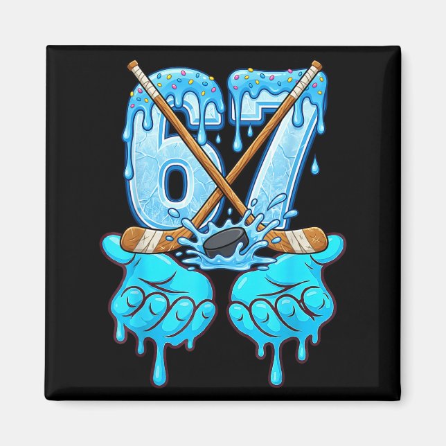 Imã 67 Ice Cream Drip Hockey Gen Alpha Slang Six Seven (Frente)