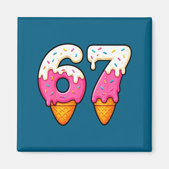 Imã 67 Ilustração de Meme de Gota de Sorvete (Frente)