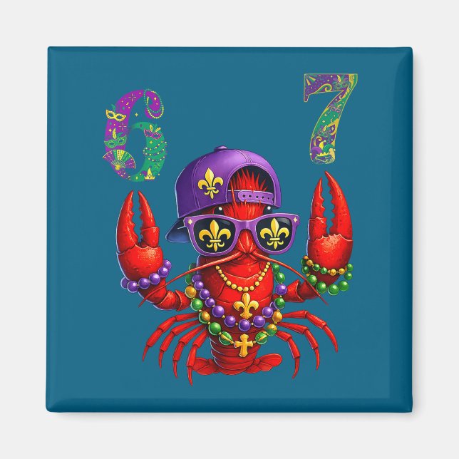 Imã 67 Mardi Gras Crawfish Beads Six Seven Carnival Bo (Frente)