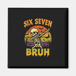 Imã 67 Meme de Halloween 6 7 Esqueleto Seis Sete Númer