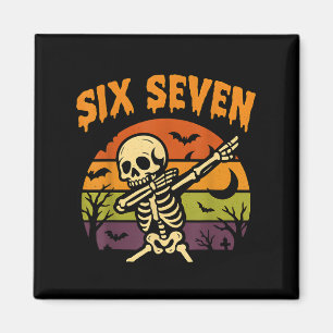 Imã 67 Meme de Halloween 6 7 Esqueleto Seis Sete Númer