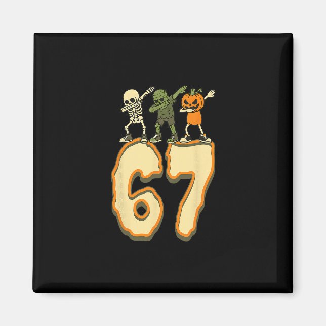 Imã 67 Meme de Halloween 6 7 Números Seis Sete Criança (Frente)