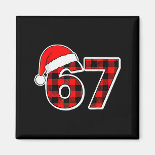 Imã 67 Meme Engraçado Natal Xadrez Vermelho Roupas de 