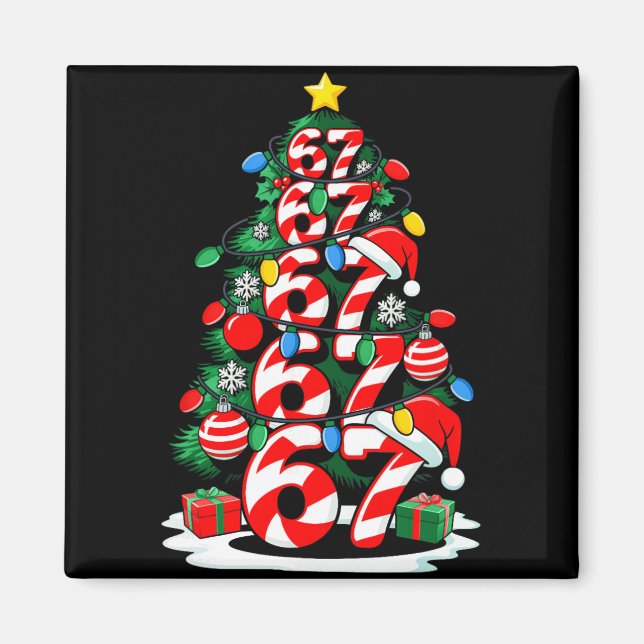 Imã 67 Meme Engraçado Seis Sete Luzes De Natal Árvore  (Frente)