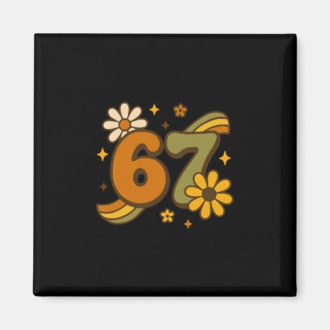 Imã 67 Meme Fall Autmn Groovy Retro 70s Six Seven Boho (Frente)