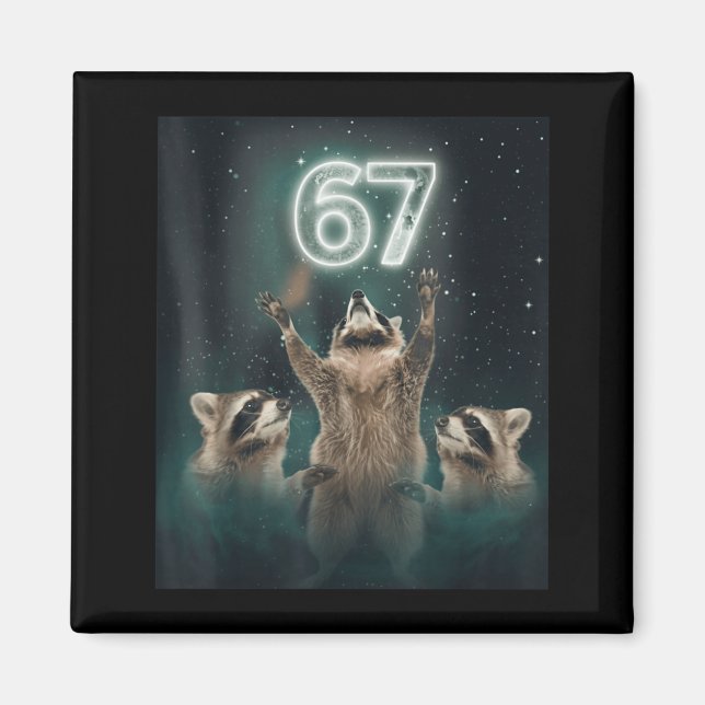 Imã 67 Meme Guaxinim Uivando Para A Lua 6 7 Engraçado  (Frente)