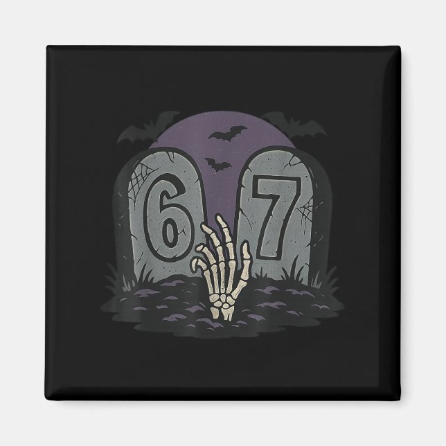 Imã 67 Meme Halloween Esqueleto Soky - Six Seven Geraç (Frente)