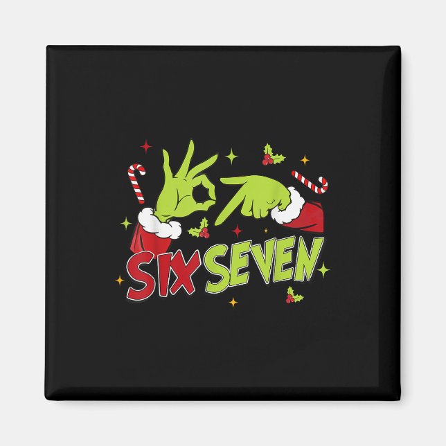 Imã 67 Meme Humor 6-7 Funny Six Seven Christmas  (Frente)