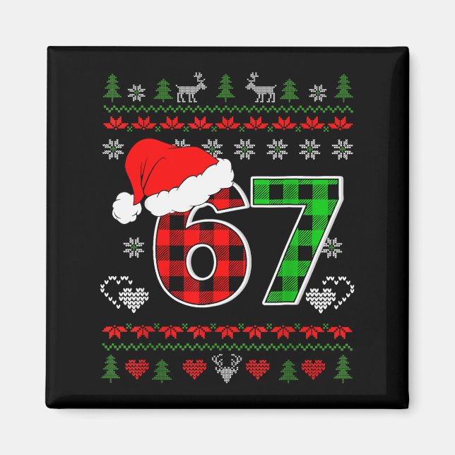 Imã 67 Meme Natal Six Seven Xmas Suéter Feio Homens  (Frente)