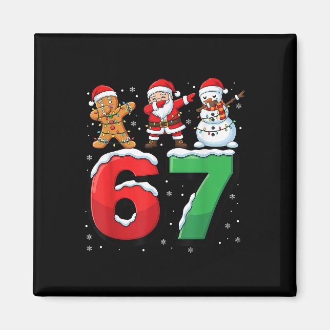 Imã 67 Meme Seis Sete Santa Dabbing 6 7 Natal Divertid (Frente)