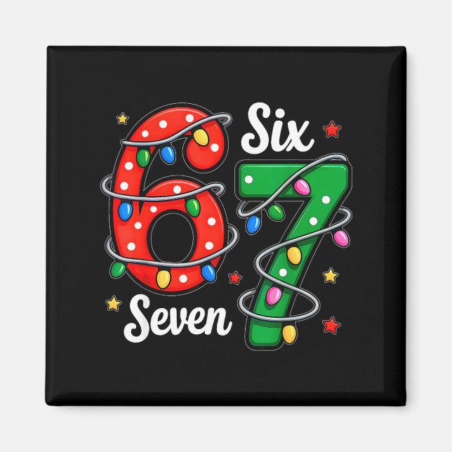 Imã 67 Meme Six Seven Funny Christmas Pajamas Boys Gir (Frente)