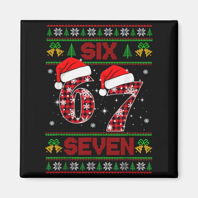 Imã 67 Meme Six Seven Suéter Feio De Natal Para Crianç (Frente)