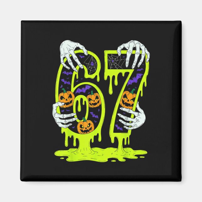 Imã 67 Meme Trendy Skeleton Halloween Funny Six Seven  (Frente)