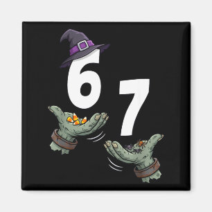 Imã 67 meninas do halloween bruxa seis sete 6 7 meme t
