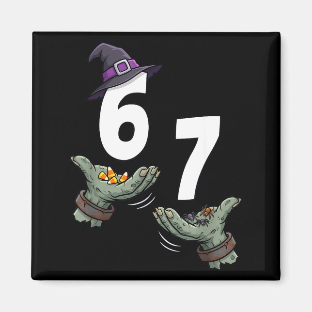 Imã 67 meninas do halloween bruxa seis sete 6 7 meme t (Frente)