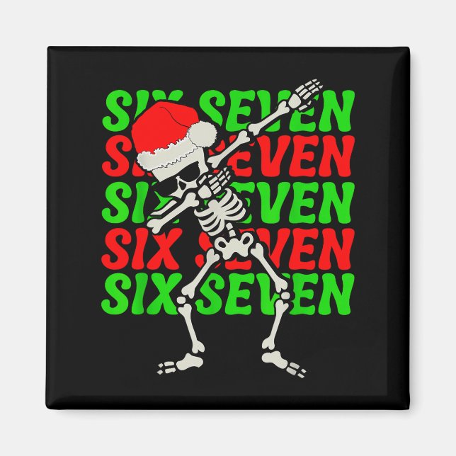Imã 67 Natal Divertido Seis Sete Meme Brainrot Dabbing (Frente)
