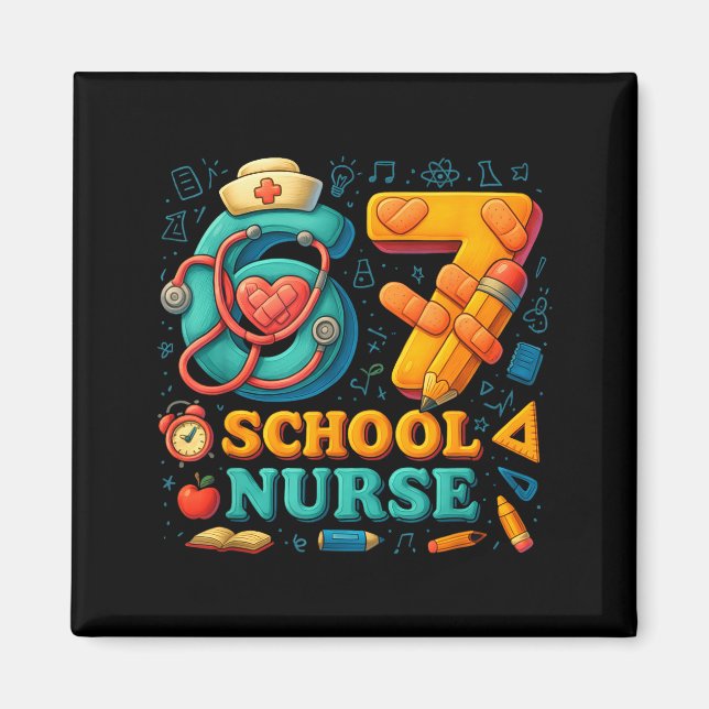 Imã 67 Nurse Days Funny Medical Back To School  (Frente)