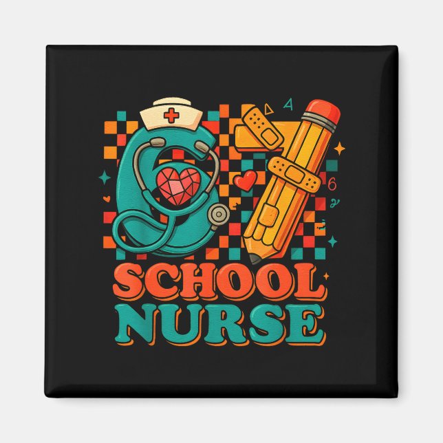 Imã 67 School Nurse Days Pencil Heart Funny Medical  (Frente)