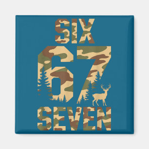 Imã 67 Seis Sete Camuflagem Veado Buck Meme Divertido