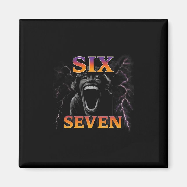 Imã 67 Seis Sete Contrabando 6 7 Design de Meme Engraç (Frente)