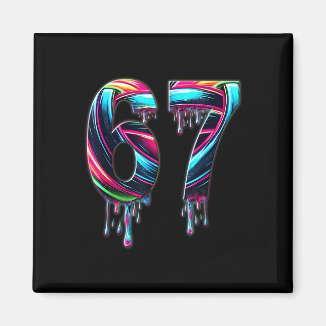 Imã 67 Six Seven 6 7 Meme Design Funny 6 7  (Frente)