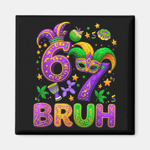 Imã 67 Six Seven Bruh Mardi Gras Chapéu de Bêbado Cont