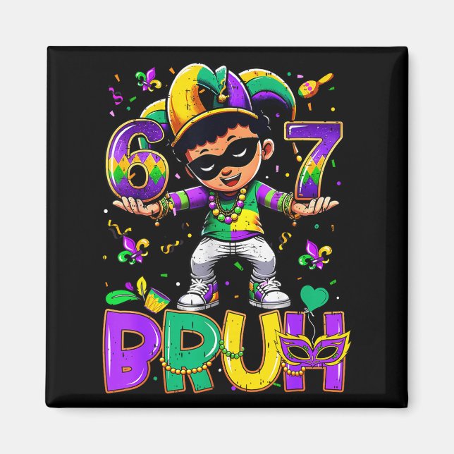 Imã 67 Six Seven Bruh Mardi Gras Chapéu de Bêbado Cont (Frente)