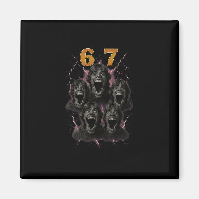 Imã 67 Six Seven Contrafação 6 7 Design de Meme Engraç (Frente)