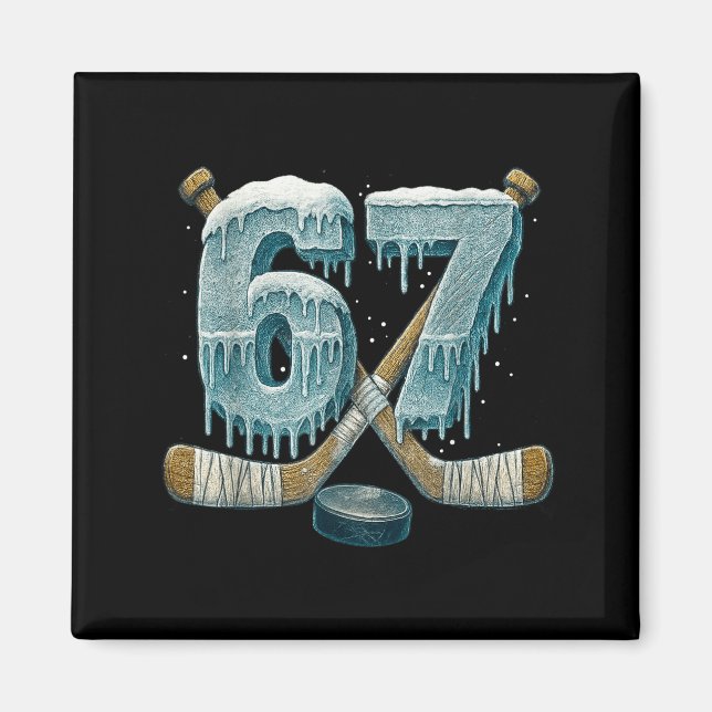 Imã 67 Six Seven Hockey Drip Number Funny 6 7 Meme  (Frente)