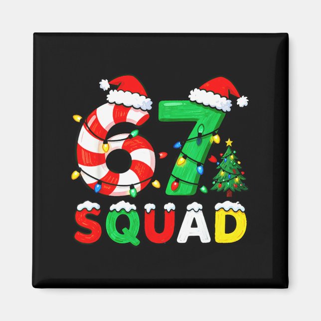 Imã 67 Squad Christmas Candy Cane Six Seven Meme Xmas  (Frente)
