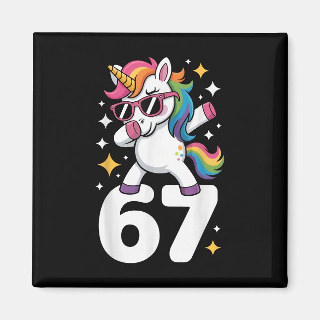 Imã 67 Unicorn Dabbing Six Seven Meme Funny  (Frente)
