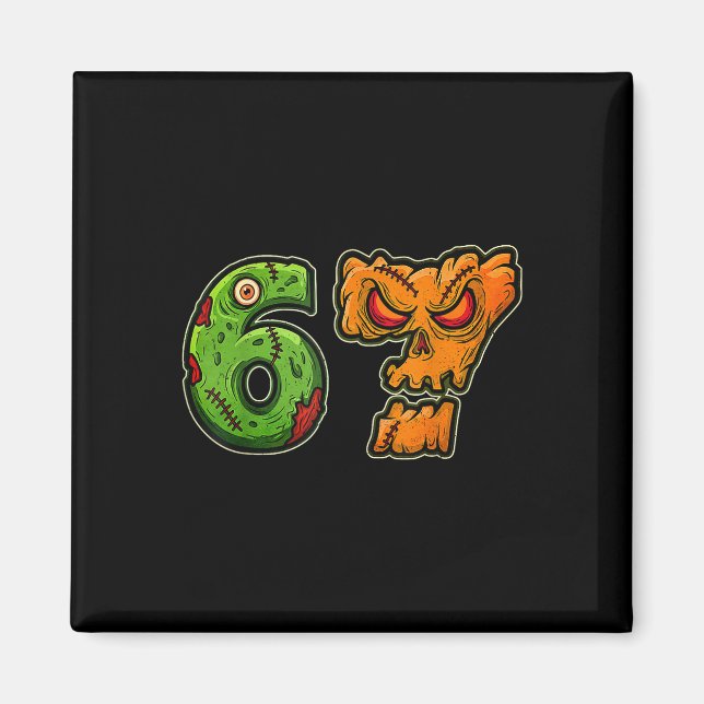 Imã 67 Zombie Pumpkin Six Seven Halloween Meme Costume (Frente)