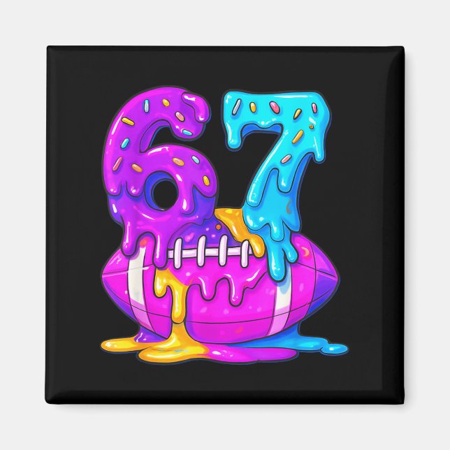 Imã 67th Birthday Ice Cream American Football Drip 6 7 (Frente)