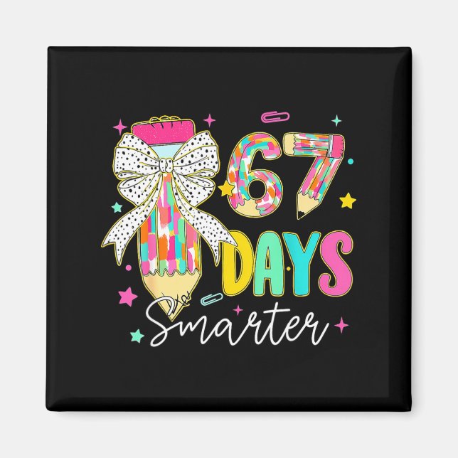 Imã 67th Day Of School 67 Days Smarter Coquette Bow Te (Frente)