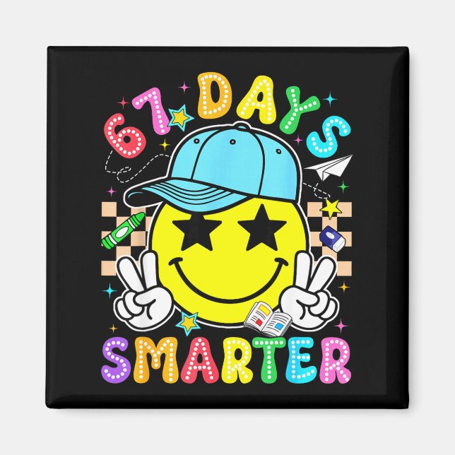 Imã 67th Day Of School 67 Days Smarter Teacher Boy Gir (Frente)