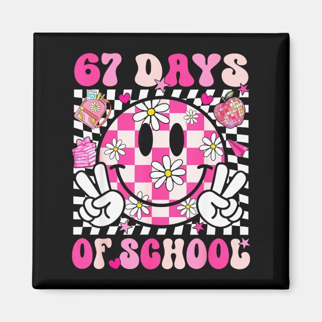 Imã 67th Day Of School 67 Days Smarter Teacher Girl Wo (Frente)