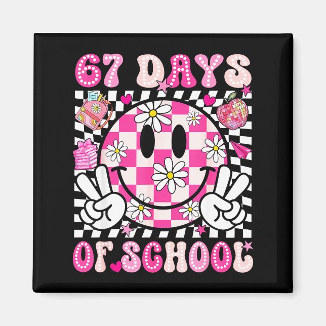 Imã 67th Day Of School 67 Days Smarter Teacher Girl Wo (Frente)