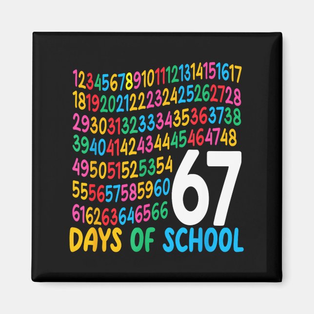 Imã 67th Day Of School 67 Math Numbers Teacher Kids 67 (Frente)