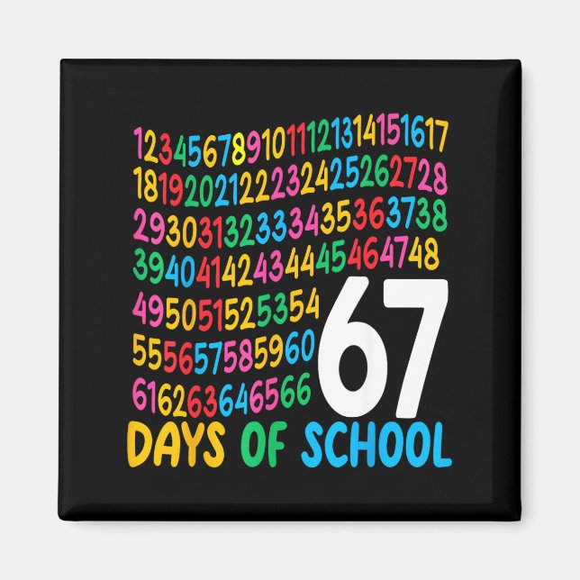 Imã 67th Day Of School 67 Math Numbers Teacher Kids 67 (Frente)