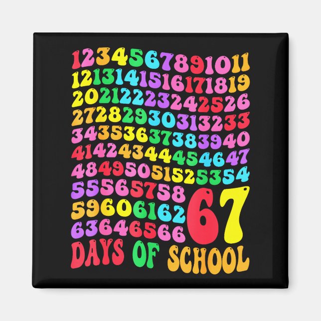 Imã 67th Day Of School Teacher Kids 67 Math Numbers 10 (Frente)
