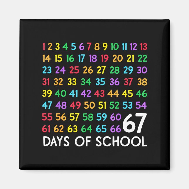 Imã 67th Day Of School Teacher Kids 67 Math Numbers 10 (Frente)