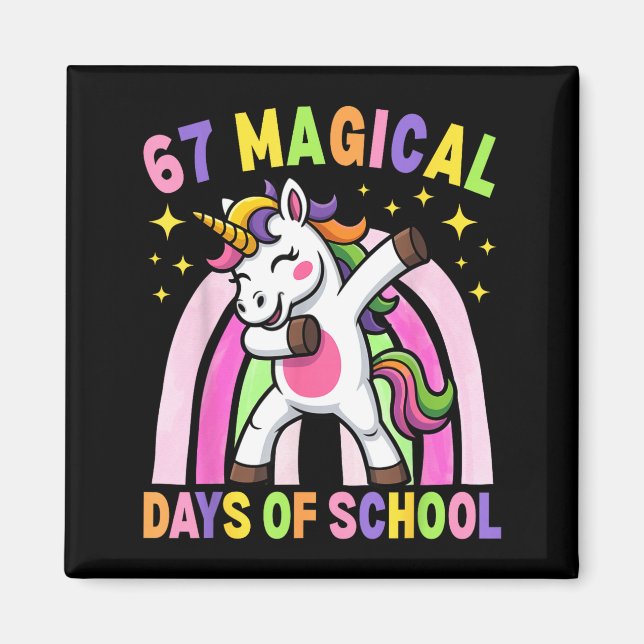Imã 67th Day Of School Unicorn 67 Magical Days Teacher (Frente)